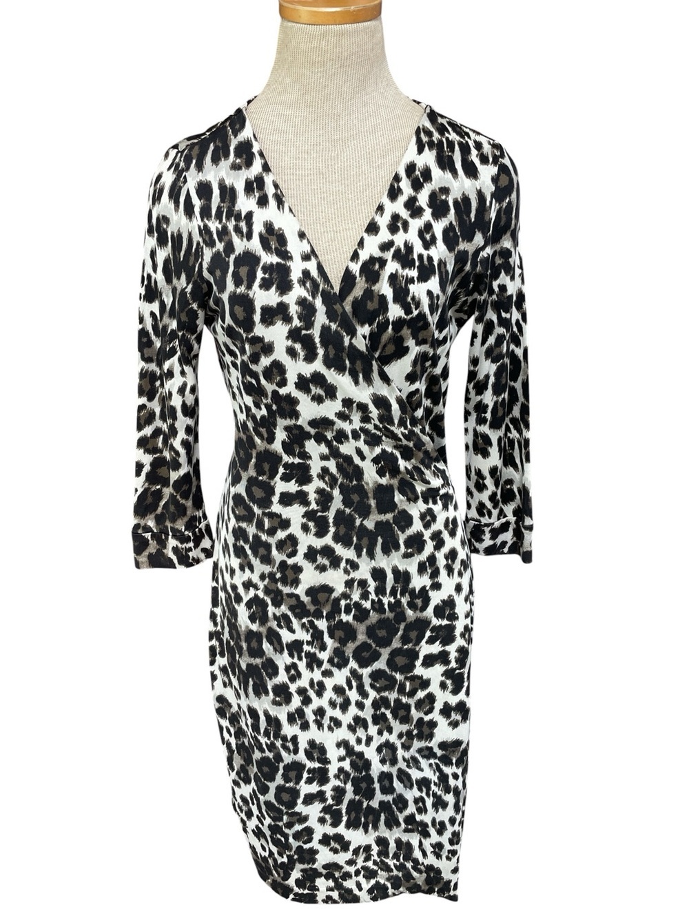 DVF Diane Von Furstenberg Wrap Dress Silk Leopard Print Size 10